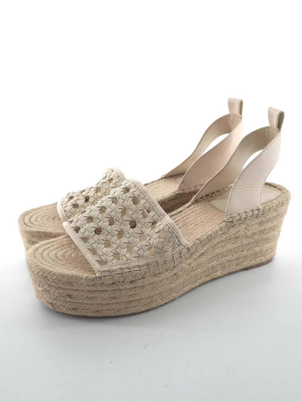 Tory Burch Basket-Weave Leather Espadrille Wedge Sandals Size 10.5 - Picture 2 of 11